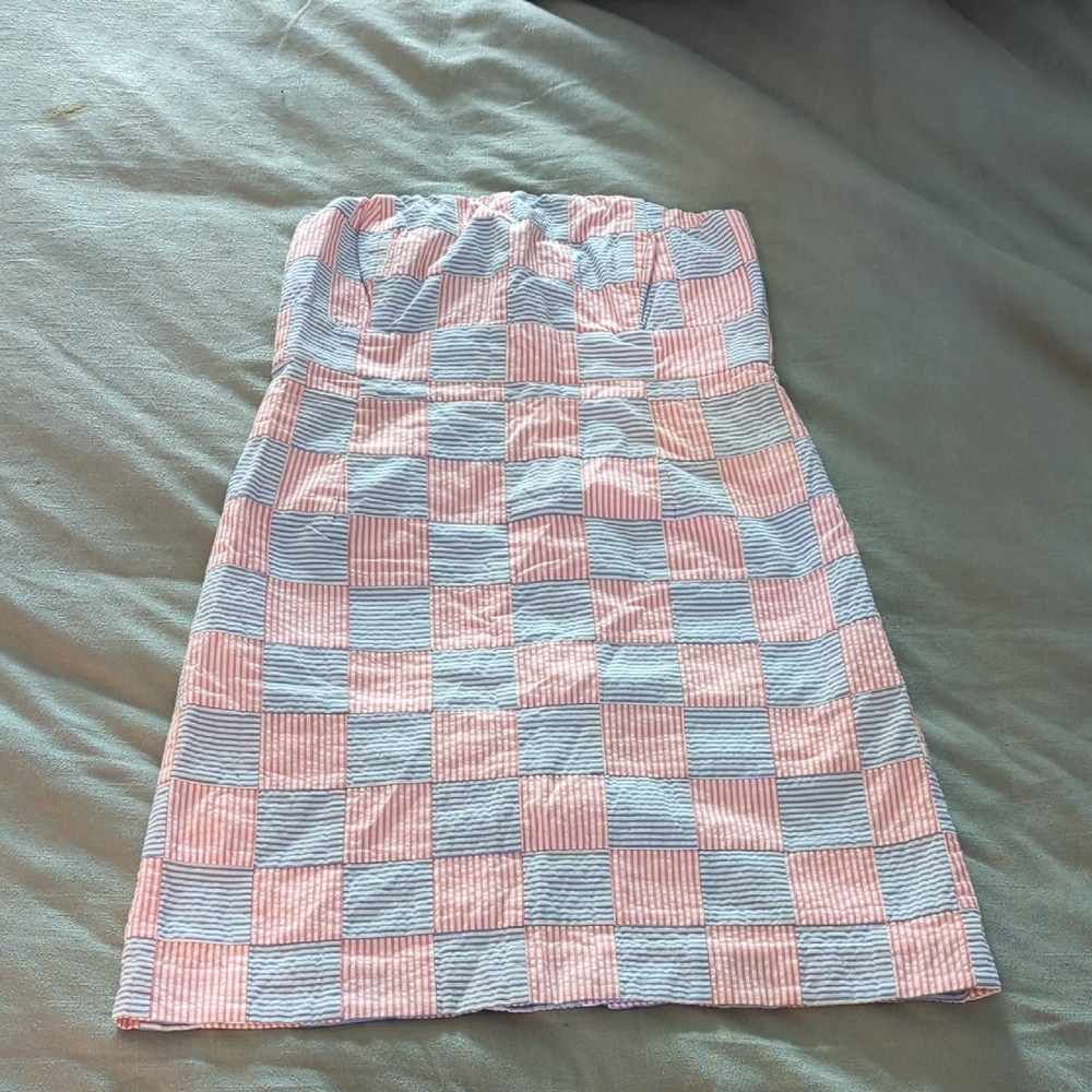 Stylish Pink and Blue Checkered Skirt